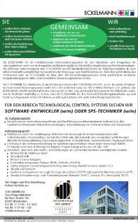 Projektleiter w/m für den Geschäftsbereich Technological Control Systems