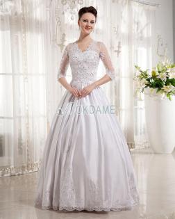 Satin dreiviertel Länge Ärmeln Duchesse-Linie-okdame. de