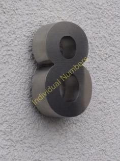 Hausnummer 3D in Edelstahl 190mm Hoch und 40mm Tief -Nr. 8