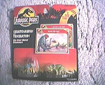 JURASSIC PARK Ceratosaurus Triceratops DIE-CAST-METAL-Seriev. Kenner 1993 -
