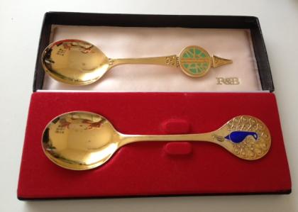 Robbe Berking Silber vergoldet Jahreslöffel von 1971 Lucia und 1973