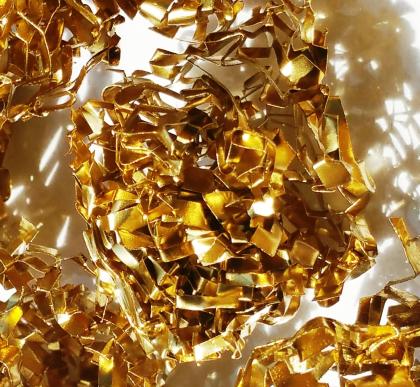 Kunst Gewebe Alu Gold 008 und Alu Silber 007 speziell mit eigener Technik gewuz