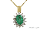 Diamantcollier Kette mit Anhänger Smaragd Edelstein Diamanten und Gold günsti